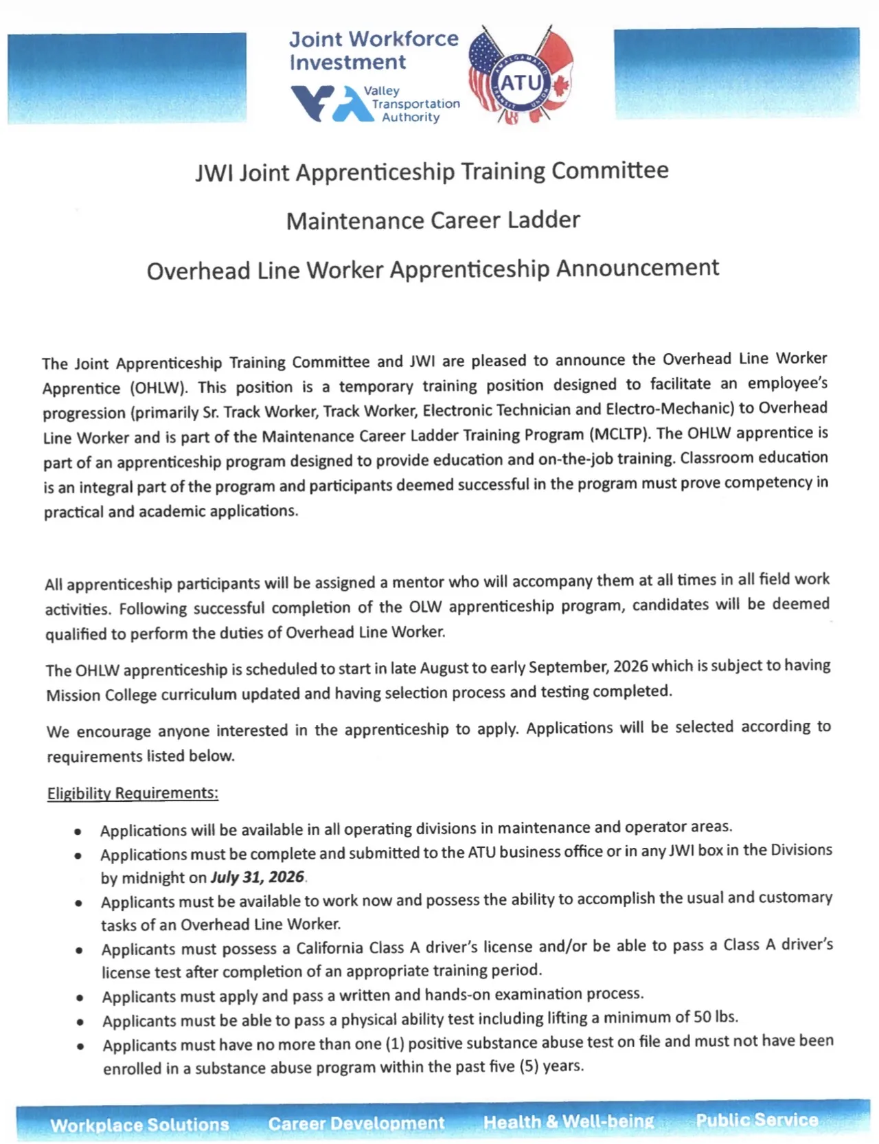 JWI ANNOUNCEMENT